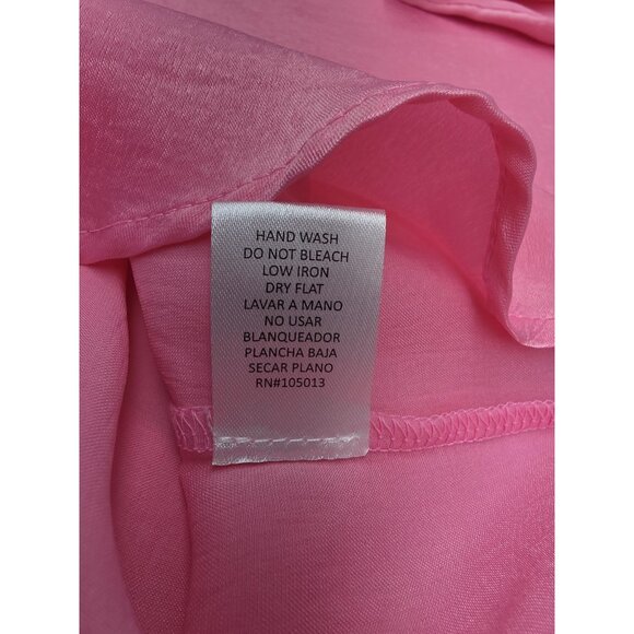 Andree By Unit Shirt Womens Large Pink Sheer Oversized Blouse Button Pocket Top - Picture 8 of 10